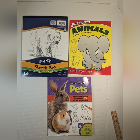 2 How To Draw Animals and Pets Paperback books with 1 Sketch Pad - New Items - Picture 3 of 10